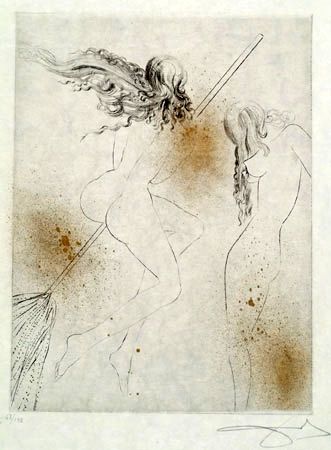 Gravure Dali - Sorcieres au Balais (Witches with Broom)