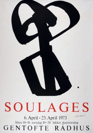 Sérigraphie Soulages - Soulages au Gentofte Rådhus - Sérigraphie n°1, 1973 - Hand-signed