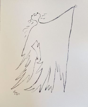 Lithographie Cocteau - Sous le manteau de feu