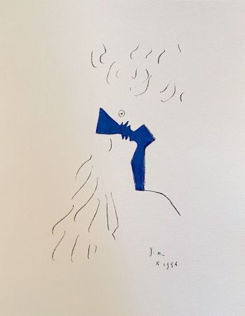 Lithographie Cocteau - Sous le manteau de feu