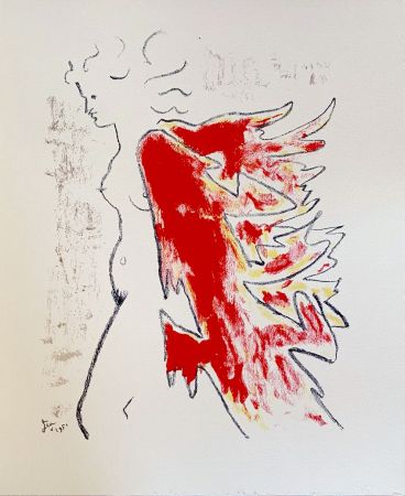 Lithographie Cocteau - Sous le manteau de feu