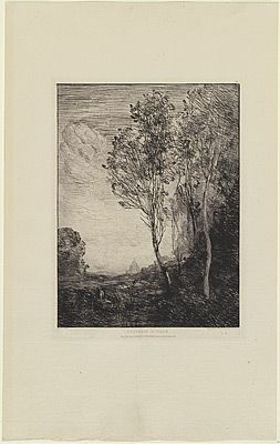 Gravure Corot - Souvenir d'Italie, in 