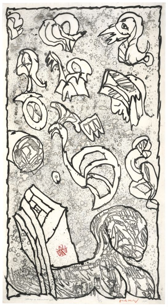 Gravure Alechinsky - Sphinge se demandant quoi