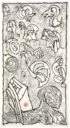 Gravure Alechinsky - Sphinge se demandant quoi