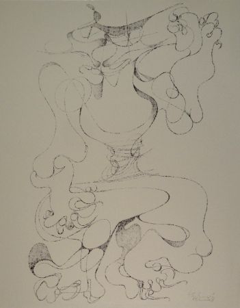 Lithographie Tschumi - Spielkatze