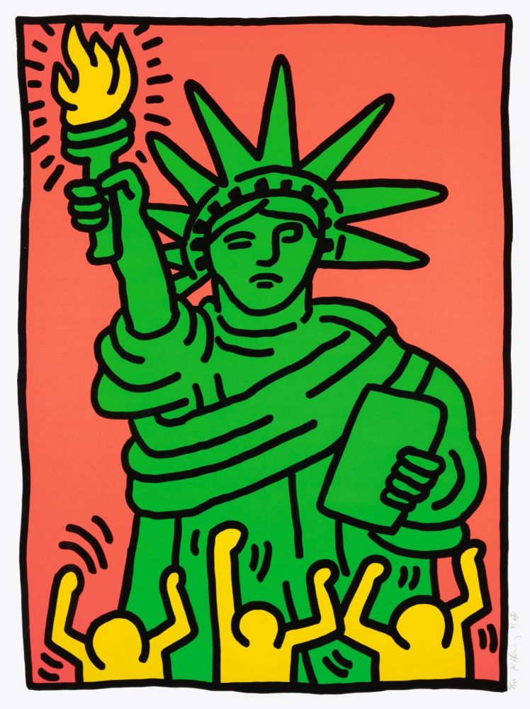 Sérigraphie Haring - Statue of Liberty