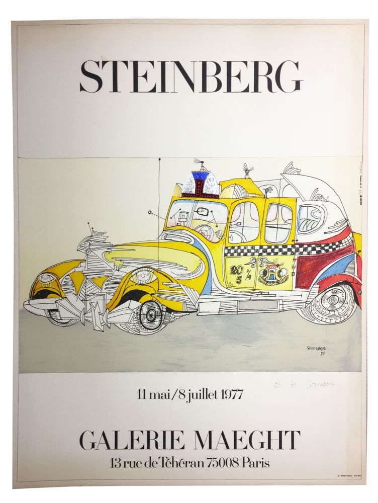Lithographie Steinberg - STEINBERG 1977. TAXI. Galerie Maeght. Épreuve de luxe signée.
