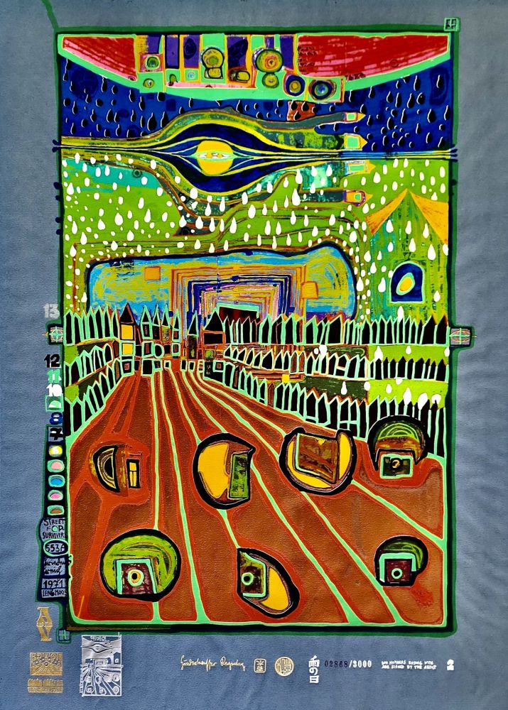 Sérigraphie Hundertwasser - Strasse der Überlebenden