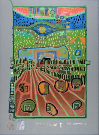 Sérigraphie Hundertwasser - Street for survivers, Plate 2, 1970-72