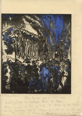 Gravure Sur Bois Brangwyn   - Street Scene