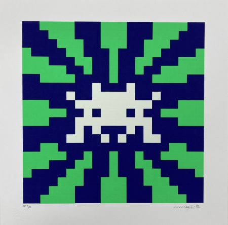 Sérigraphie Invader -  Sunset (Blue & Green)