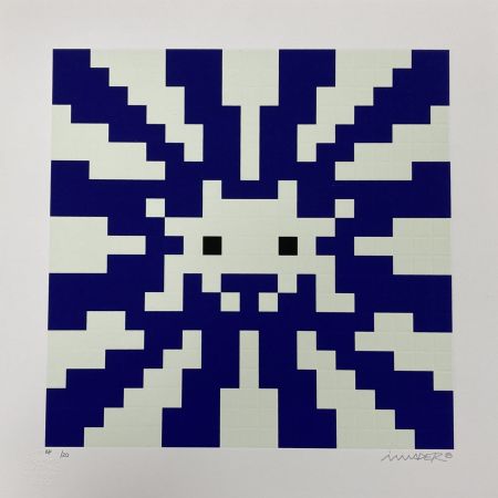 Sérigraphie Invader -  Sunset (Glow & Blue)