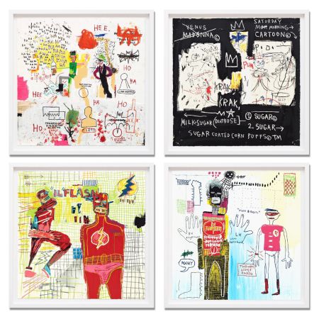 Sérigraphie Basquiat - Superhero Portfolio (Riddle Me This, A Panel of Experts, Piano Lesson, and Flash In Naples)