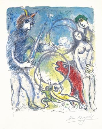 Lithographie Chagall - Sur la Terre des Dieux (In the Land of the Gods): Anacreon