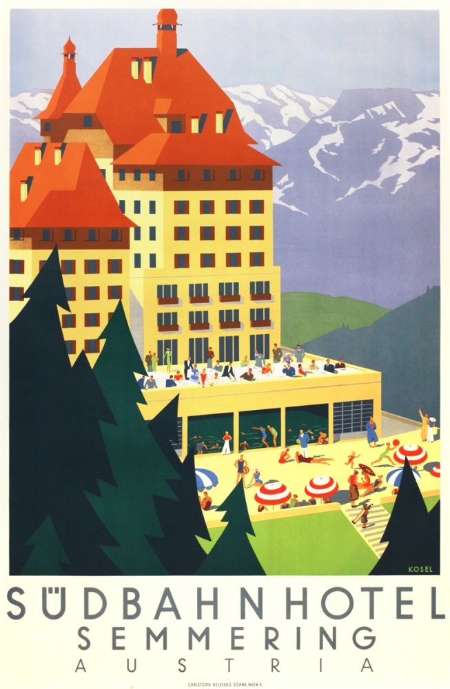 Lithographie Kosel - Südbahnhotel Semmering Austria