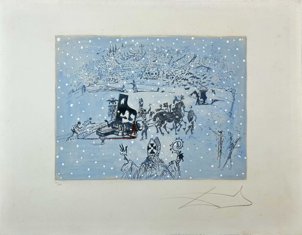 Gravure Dali -  Tauramachie Surrealiste The Piano In The Snow