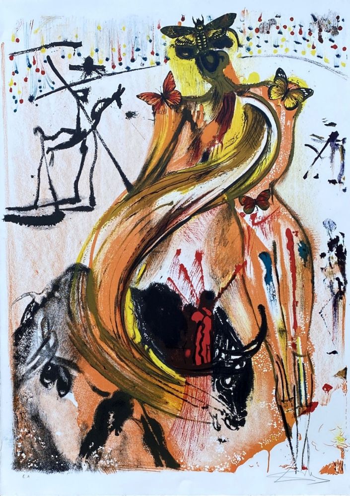 Lithographie Dali - Tauromachie aux papillons