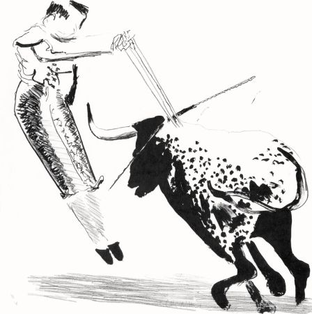 Lithographie Aillaud - TAUROMACHIE, Las banderilla II