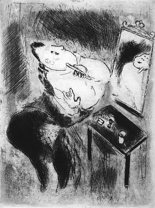 Eau-Forte Chagall - Tchitchikov se rase