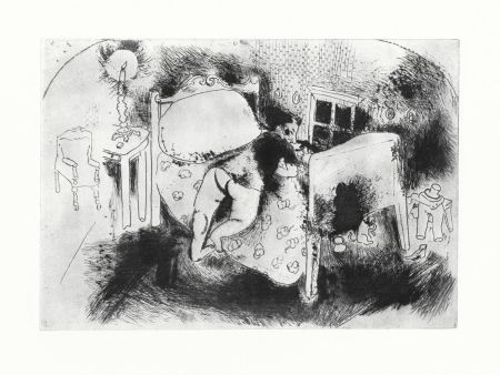Eau-Forte Chagall - Tchitchikov sur le lit