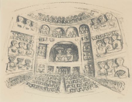 Lithographie Campigli - TEATRO I - Theatre