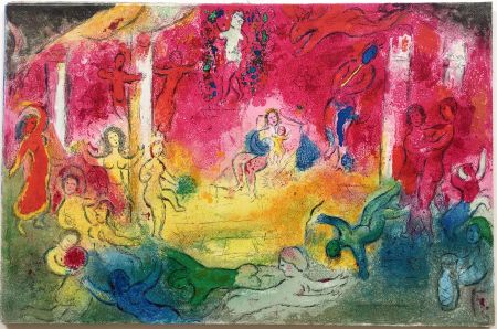 Lithographie Chagall - TEMPLE ET HISTOIRE DE BACCHUS (Daphnis & Chloé - 1961)