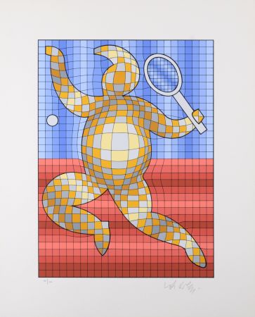 Sérigraphie Vasarely - Tennis player, 1987 - Hand-signed!