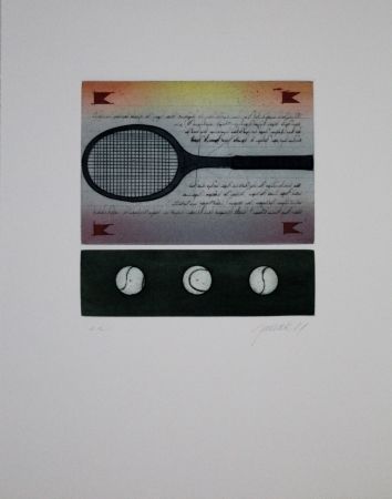 Eau-Forte Et Aquatinte Janak - Tennisschläger / Tennis Racquet