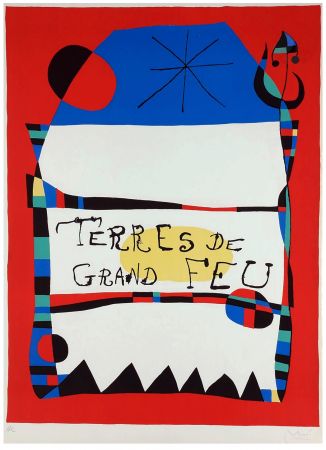Lithographie Miró - TERRES DE GRAND FEU. MIRO ARTIGAS. Exposition 1956. Signée par l'artiste.