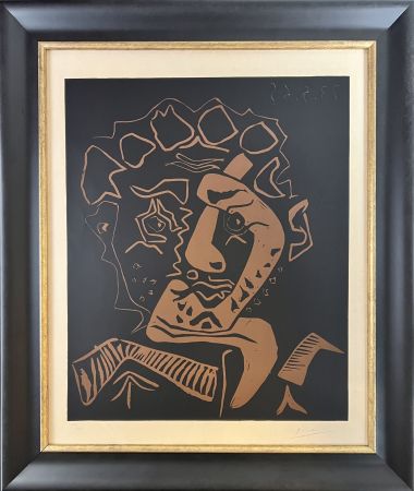 Linogravure Picasso - Tete d’Histrion