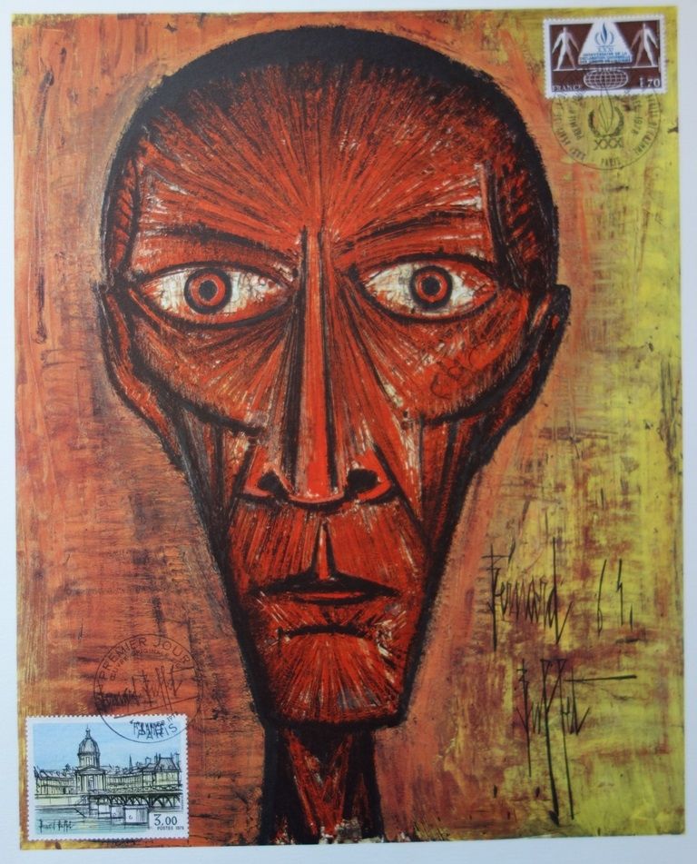 Lithographie Buffet - Tete effrayante