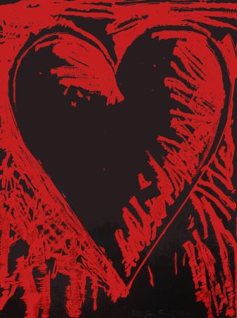 Gravure Sur Bois Dine - The Black and Red Heart