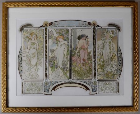 Lithographie Mucha - The Flowers (one sheet), circa 1900