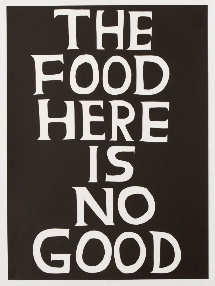 Linogravure Shrigley - The food here is no good