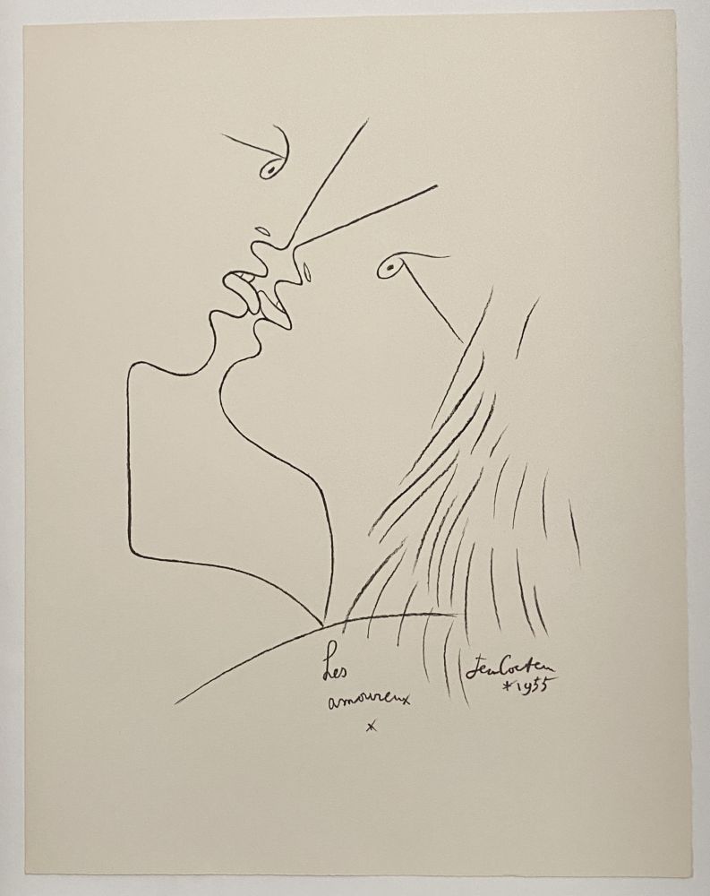 Lithographie Cocteau - The Kiss, Les Amoureux