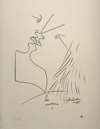 Lithographie Cocteau - The Kiss, Les Amoureux