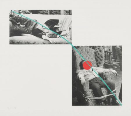 Lithographie Baldessari - The life and opinions of Tristam Shandy 2 (Man Collapsed on Sofa; Man Tied to Chair)