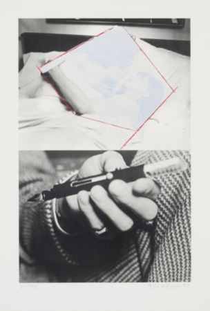 Lithographie Baldessari - The life and opinions of Tristam Shandy 4 (Man and Woman in Bed, Obliterated; Hand Holding Fountain (The thing to be concealed))