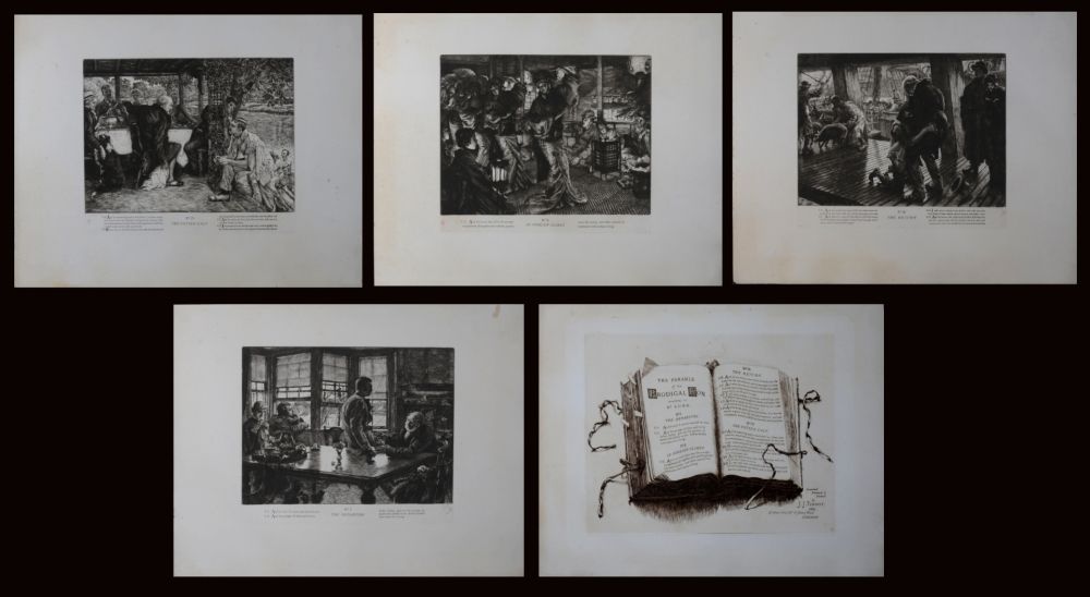 Gravure Tissot - The Prodigal Son, 1881 -  Set of 5 large original etchings