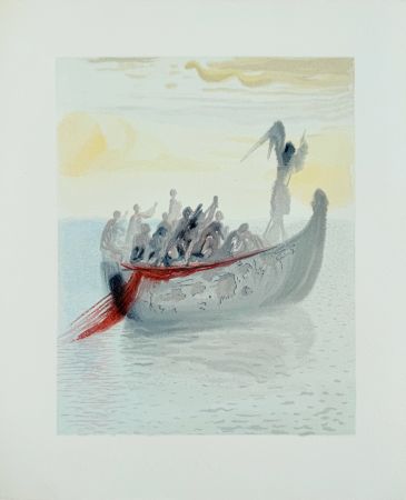 Gravure Sur Bois Dali - The Purgatory, Canto 2 - La Barque du Nocher