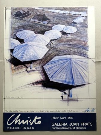 Affiche Christo - The umbrelas - Joan Prats Signed