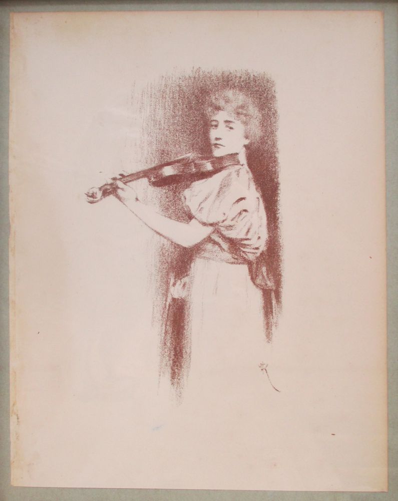 Lithographie Khnopff - The Violinist