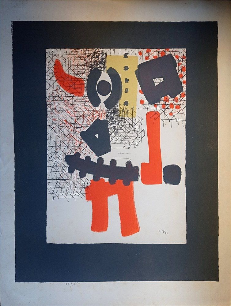 Lithographie Unknown - Thomas Gleb, Guerrier: Abstract Composition, 1959, Hand-Signed Lithograph,