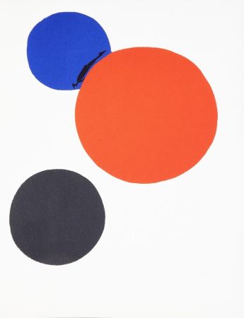 Lithographie Calder - Three Circles Black, Blue and Red