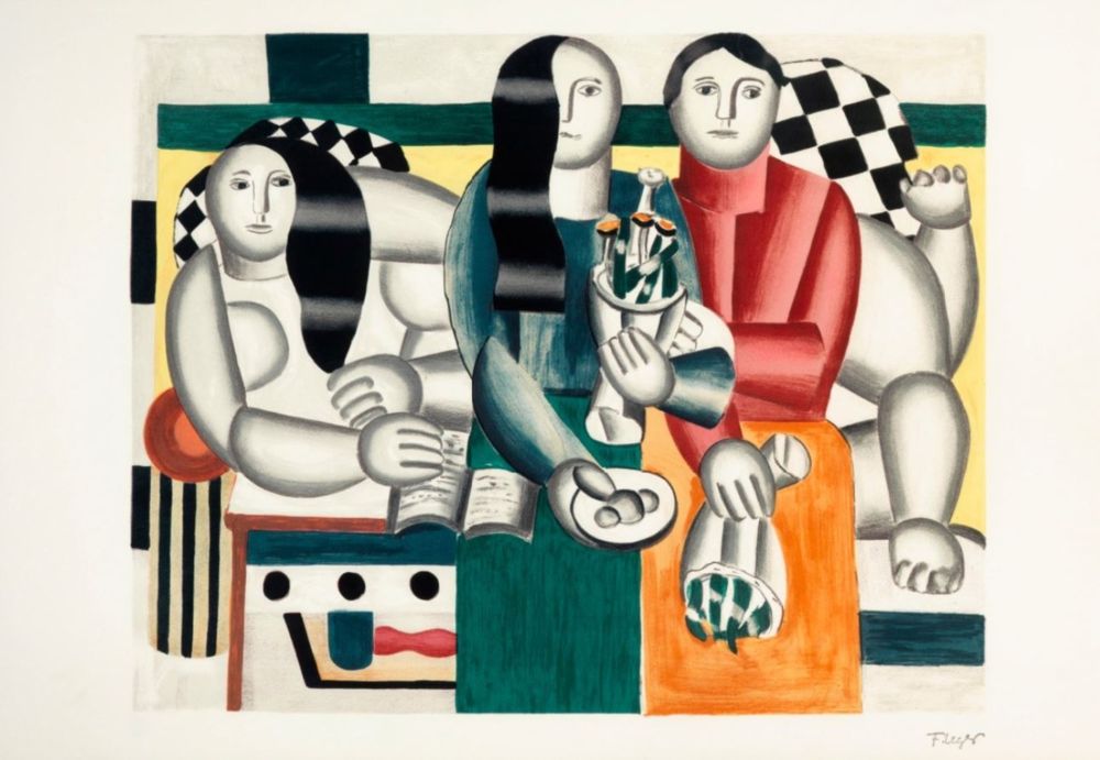 Lithographie Leger - Three Figures (Les femmes au bouquet)