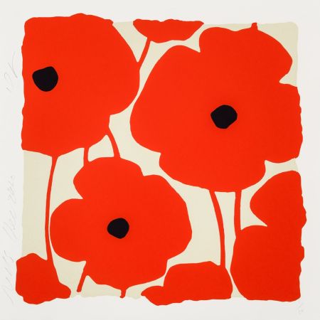 Sérigraphie Sultan - Three Poppies (Red)