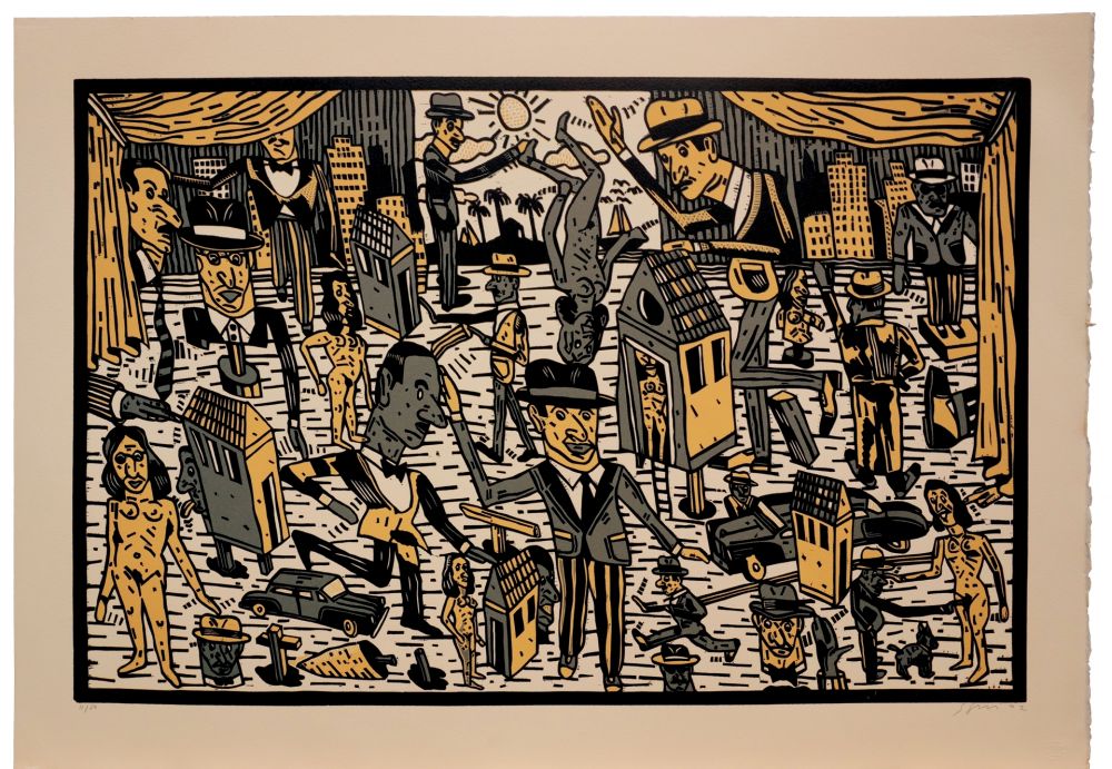 Linogravure Segui - Théatre de la ville VI