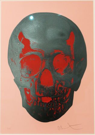Sérigraphie Hirst - Till Death Do Us Part - Candy Floss Pink Racing Green Pigment Red Pop Skull