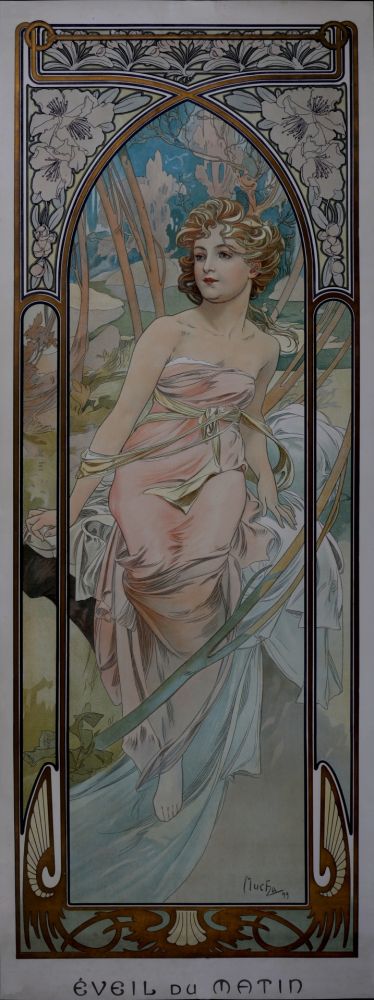 Lithographie Mucha - Times of the Day : Eveil du Matin, 1899