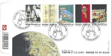 Intaglio Rémi - Tintin et la Lune - First Day Covers
